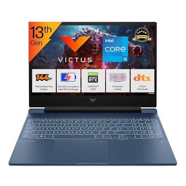 HP Smartchoice Victus, 13th Gen Intel Core i5-13420H, 4GB RTX 3050, 16GB DDR4(Upgradeable) 512GB SSD, 144Hz, 300nits